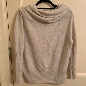 Aqua Cashmere Cowl Neck Sweater (Light Grey), SM